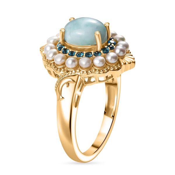 D'Joy Larimar, Süßwasser Perle und Neon Apatit Ring image number 5