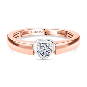 LUXURIANT SI-GH Labor Diamant Ring, 925 Silber rhodiniert und 750 Roségold Vermeil  - 0,20 ct.