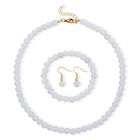 3er Set - Opalite Halskette, Armband und Ohrringe, 316L Edelstahl, Goldfarben, ca. 323.50 ct