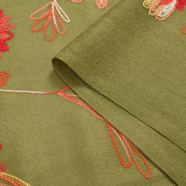 Bestickter Schal mit Fransen, Dunkelgrün image number 4