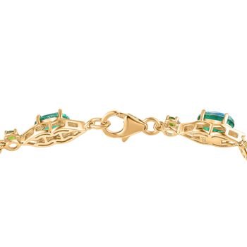 Pfau Quarz Triplette, Nat&uuml;rlicher Chromdiopsid Armband ca. 18 cm 925 Silber 750 Gelbgold Vermeil ca. 10,19 ct.