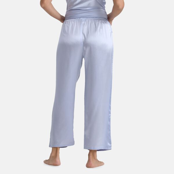 LA MAREY Seidenhose lang aus 100% Maulbeerseide, Blau, S image number 1