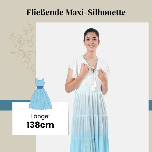 Maxikleid aus Viskose-Crepe mit Lurex, Einheitsgröße, Seegrün image number 4