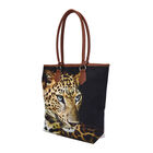 Handtasche mit realistischem Leopardenmuster, Größe 42x10x35,5 cm, Schwarz und Braun image number 4