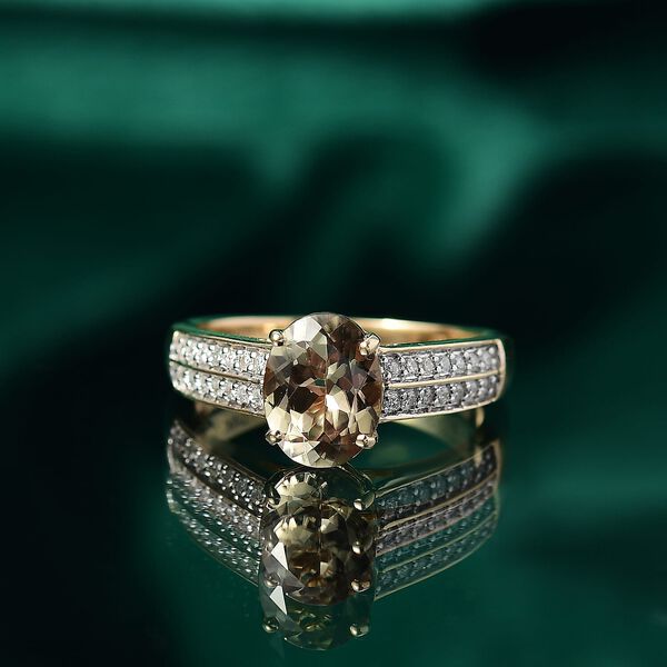 AAA Turkizit, Weißer Diamant Ring 585 Gold (Größe 17.00) ca. 2,30 ct image number 1