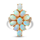 Natürlicher Äthiopischer Opal und Zirkon Ring 925 Silber vergoldet (Größe 16.00) ca. 3,67 ct