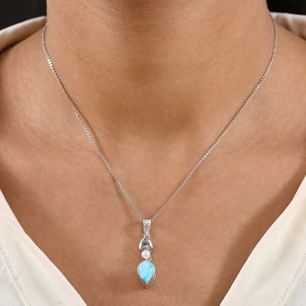 D'Joy AA Larimar, Himmelblauer Topas Anhänger 925 Silber rhodiniert image number 3