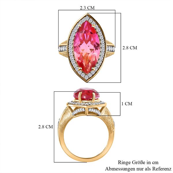 Sunset Triplett Quarz, Wei&szlig;er Zirkon Ringe 925 Silber Gelbgold Vermeil (Gr&ouml;&szlig;e 17.00) ca. 9.22 ct image number 7