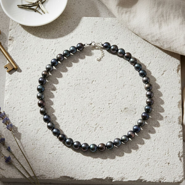 LUXORO AAA Tahiti Perle (8-12 mm) Halskette ca. 45 cm 417 Wei&szlig; Gold image number 1