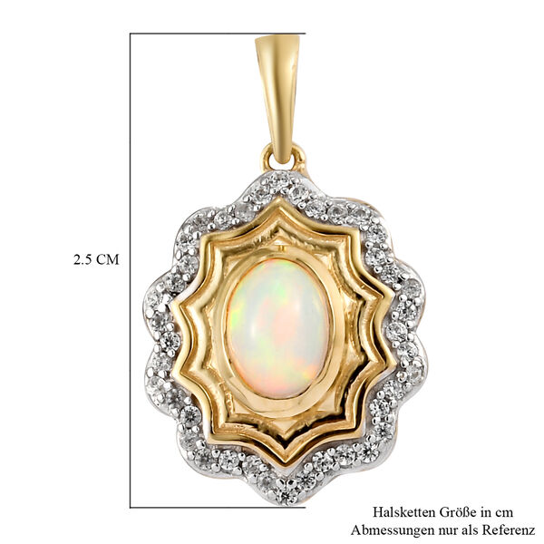 Nat&uuml;rlicher &Auml;thiopischer Opal und Zirkon Anh&auml;nger 925 Silber vergoldet ca. 0,87 ct image number 6