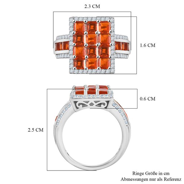 Djoy AAA Feueropal Ring mit seltener Asscher Schliff 925 Silber rhodiniert (Größe 19.00) ca. 3.00 ct image number 7