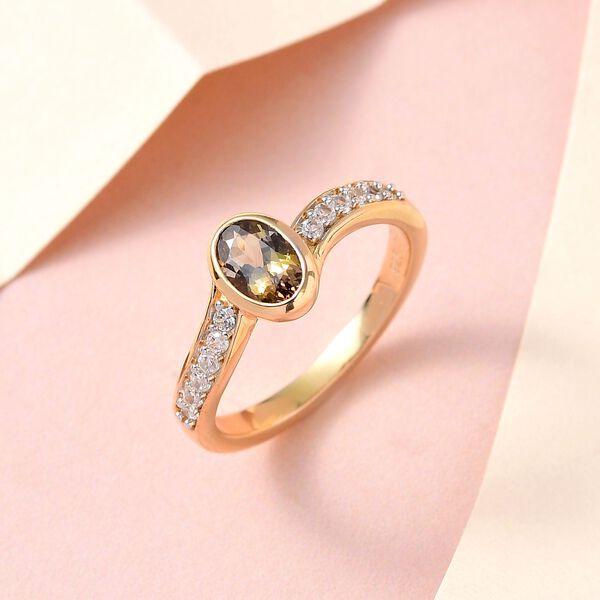 Nat&uuml;rlicher, goldener Tansanit und Zirkon-Ring - 0,99 ct. image number 2