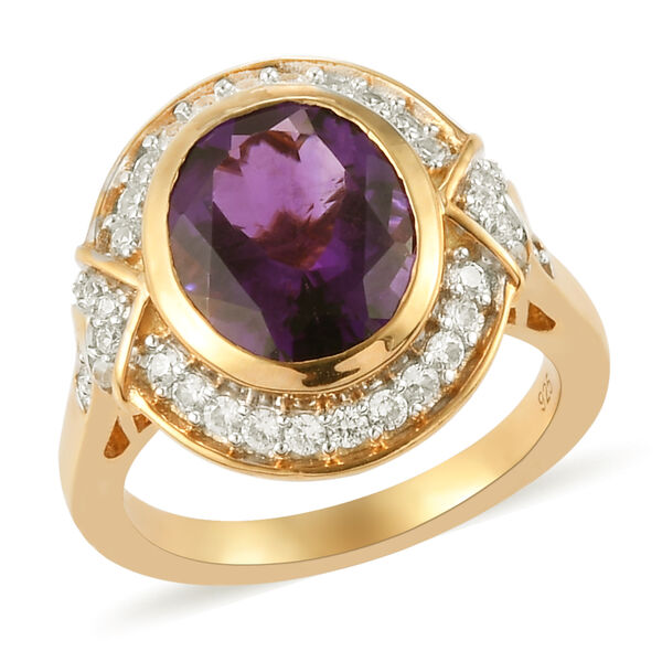 Lusaka Amethyst und Zirkon Ring 925 Silber vergoldet  ca. 4,13 ct image number 2