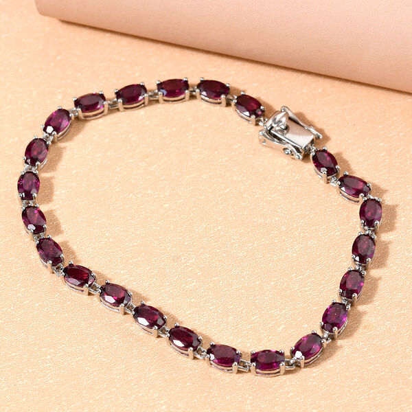 Rhodolith Granat Armband ca. 19 cm 925 Silber platiniert ca. 13,18 ct image number 2