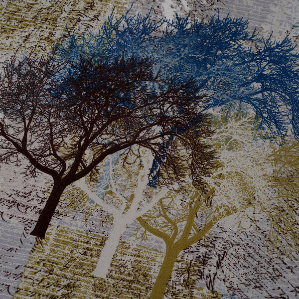 Spannbetttuch aus 100% Mikrofaser, Grau, Hintergrund mit Baummuster image number 1