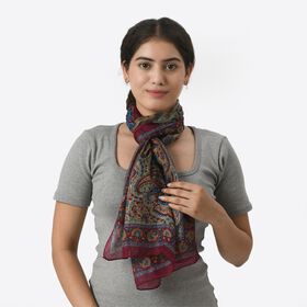 Luxuriöser Seidenschal in elegantem Burgund, 100%  feinste Seide
