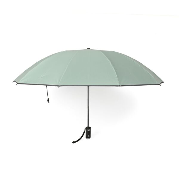 Sturmfester Regenschirm mit Aero-Aluminium-Gestell, vollautomatisch, reflektierend, Rückfaltung, ca. 105?cm, Schwarz