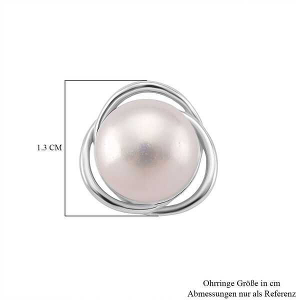 Wei&szlig;e S&uuml;&szlig;wasser Perle Ohrstecker, 925 Silber rhodiniert image number 4