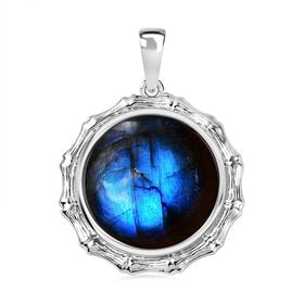 Labradorit Anhänger 925 Silber platiniert ca. 13.88 ct