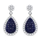 JCK Vegas Designer Schmuck Saphir Farbe Zirkonia Weißer Zirkonia Ohrringe 925 Silber rhodiniert