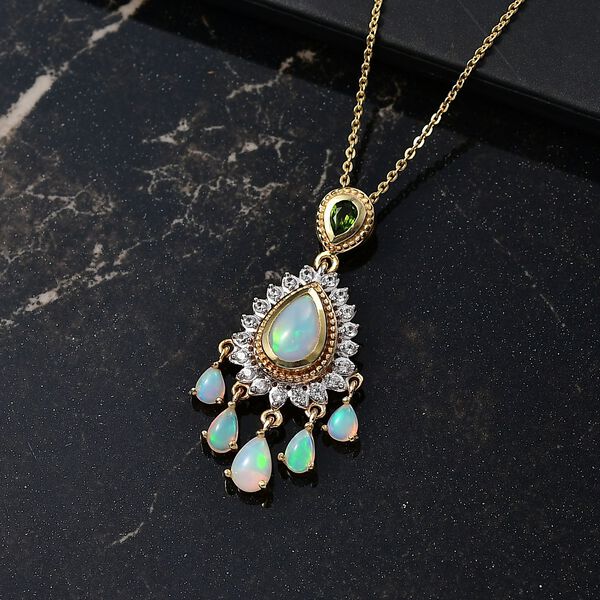 D'Joy AA Nat&uuml;rlicher, &auml;thiopischer Welo Opal Anh&auml;nger mit Kette ca. 50 cm, 925 Silber 750 Gelbgold Vermeil ca. 2.41 ct image number 2