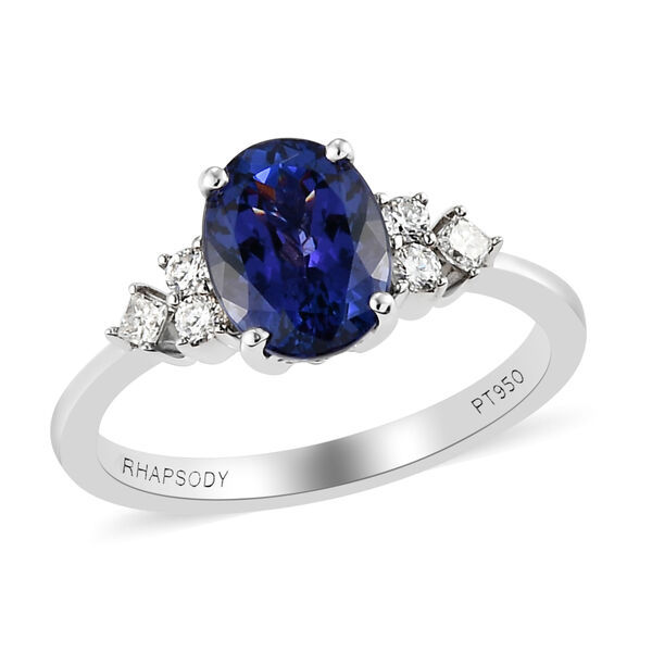 RHAPSODY - AAAA Tansanit und Diamant-Ring, VS E-F, 950 Platin  ca. 2,25 ct image number 4