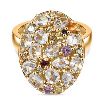 D joy AAA Premium Malagasy Mondstein Galaxy Ring, 925 Silber 750 Gelbgold Vermeil (Gr&ouml;&szlig;e 16.00) ca. 2.49 ct