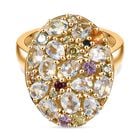 D joy AAA Premium Malagasy Mondstein Galaxy Ring, 925 Silber 750 Gelbgold Vermeil (Größe 16.00) ca. 2.49 ct