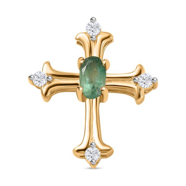 AA Tansanit und Moissanit Kreuz-Anhänger, ca. 0,37 ct. image number 0