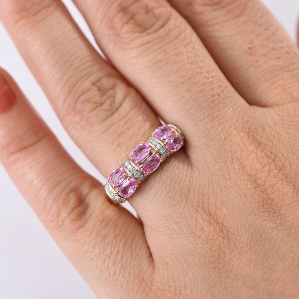 LUXURIANT DIAMOND- AAA Rosa Saphir und Labor Diamant Ring in 375 Gold - 1,85 ct. image number 3