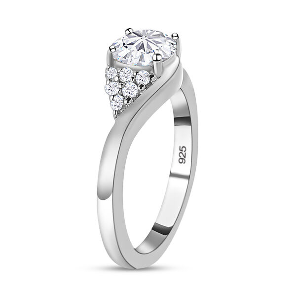 120 Facetten Moissanit-Ring, 925 Silber platiniert  ca. 0,90 ct image number 5