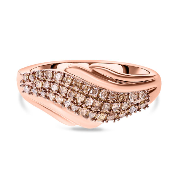 Nat&uuml;rlicher Champagner Diamant-Ring, 925 Silber Ros&eacute;gold Vermeil - 0,25 ct.