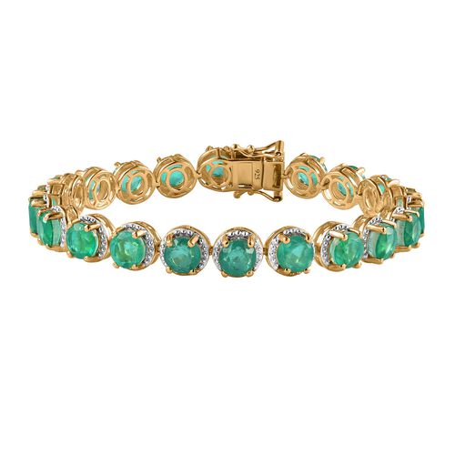 Smaragd-Triplette-Quarz Armband ca. 18 cm 925 Silber Gelbgold Vermeil ca. 21,21 ct. image number 0