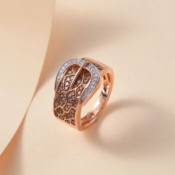 Nat&uuml;rlicher Champagner Diamant Ring 925 Silber 750 Ros&eacute;gold Vermeil (Gr&ouml;&szlig;e 18.00) ca. 0,50 ct