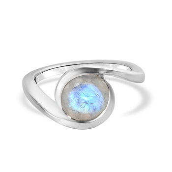 Premium Regenbogen Mondstein Solit&auml;r Ring 925 Silber platiniert (Gr&ouml;&szlig;e 16.00) ca. 1,81 ct