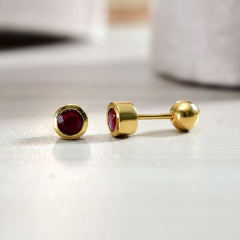 Afrikanische Rubin Ohrringe, 925 Silber 750 Gelbgold Vermeil - 0,76 ct.