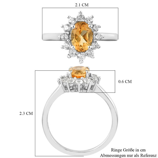 Citrin und Zirkon Ring 925 Silber platiniert  ca. 1,36 ct image number 7