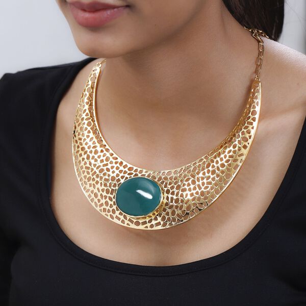 Gr&uuml;ne Onyx-Halskette, 45 cm - 65,82 ct. image number 2