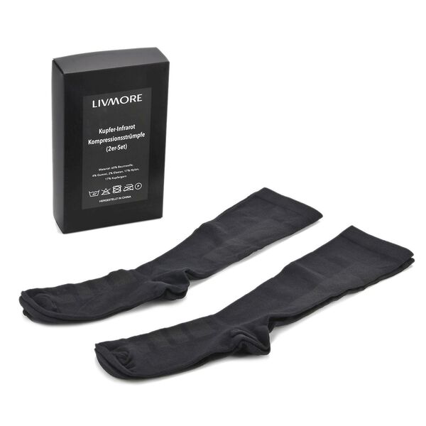 LIVMORE 2er-Set Infrarot-Kompressionssocken, Gr&ouml;&szlig;e S, Schwarz image number 8