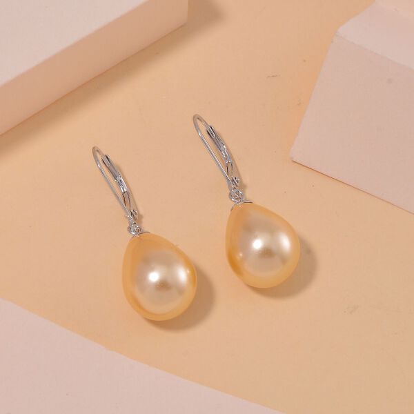 Goldene Muschelkernperle Ohrringe 925 Silber rhodiniert image number 2