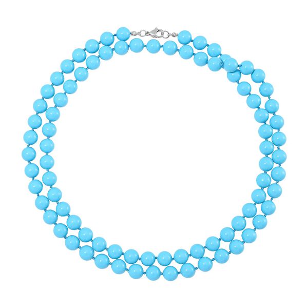 Sleeping Beauty t&uuml;rkisfarbene Muschelkernperlen Halskette, 100 cm image number 3
