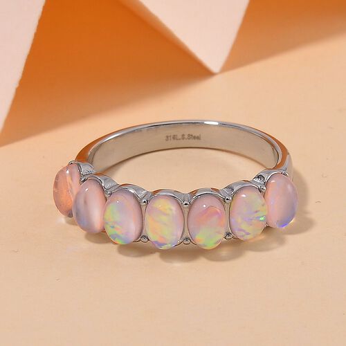 Künstlicher Weißer Opal Ring, Reiner Edelstahl (Größe 20.00) ca. image number 1