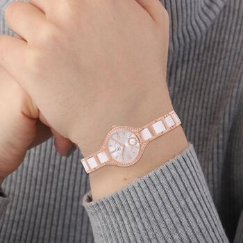 Wei&szlig;er Kristall Uhren 8.5 cm  Std Rose ca.