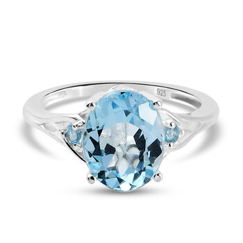 Himmelblauer Topas Ring 925 Silber (Gr&ouml;&szlig;e 16.00) ca. 3,06 ct