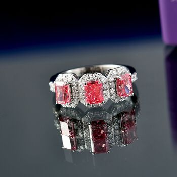 LUXURIANT VS rosa und VS-EF wei&szlig;er Labor Diamant Ring in 950 Platin - 2 ct.