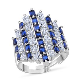 Blauer und weißer Zirkonia flexibler Ring