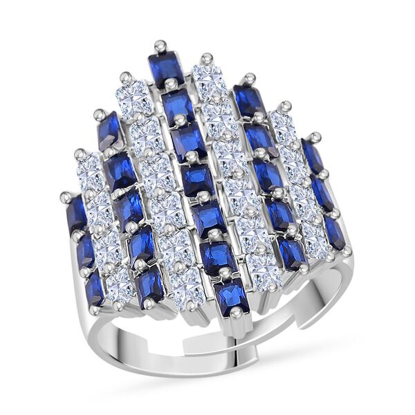 Blauer und weißer Zirkonia flexibler Ring image number 0