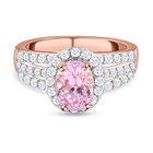 AA Martha Rocha Kunzit und weißer Zirkon-Ring, 925 Silber Roségold Vermeil (Größe 20.00) ca. 2.62 ct