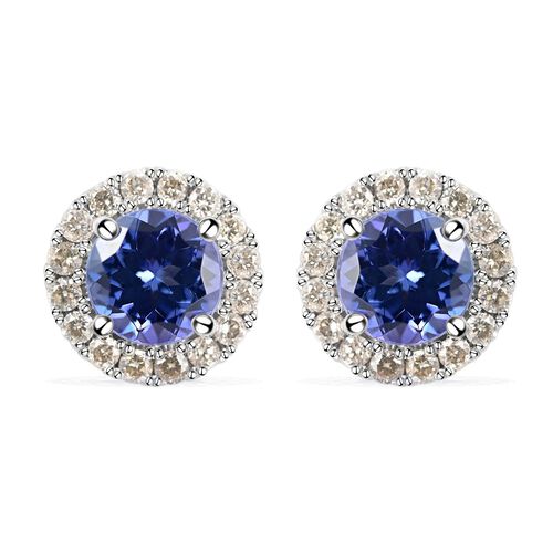 AAAA Tansanit und Diamant Ohrringe, zertifiziert und geprüft, 585 Gold, ca. 1.40 ct image number 0