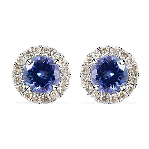 AAAA Tansanit und Diamant Ohrringe, zertifiziert und geprüft, 585 Gold, ca. 1.40 ct image number 0